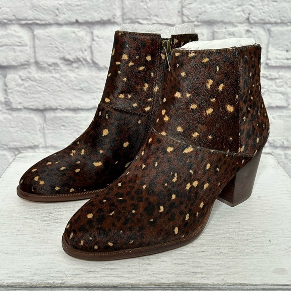 NWOT Madewell The Rosie Rich Brown Multi Mini Leopard Calf Hair Ankle Boots - Picture 8 of 16